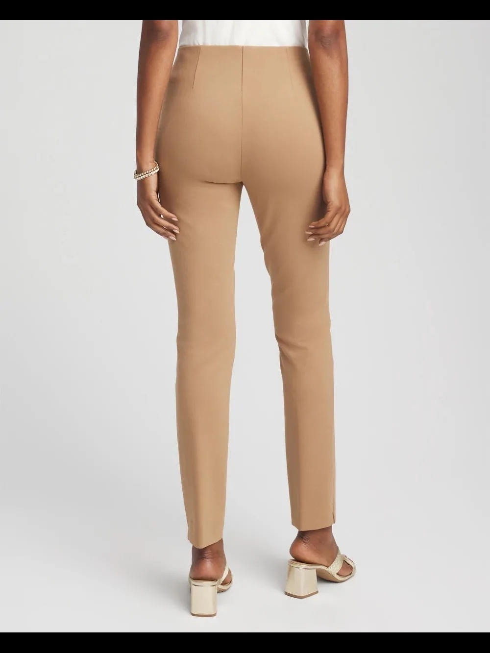 Chico's Slimming Pull On Ankle Office Pants In Taupe, 8 Petite - Picture 3 of 5